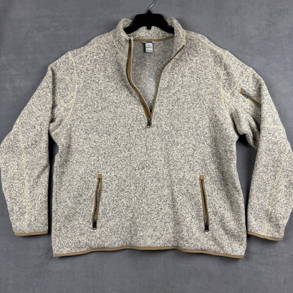 Duluth Trading Co Mens XL Relaxed Fit Quarter Zip Marled Fleece Pullover Gray